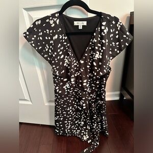 She + Sky Black and white wrap romper